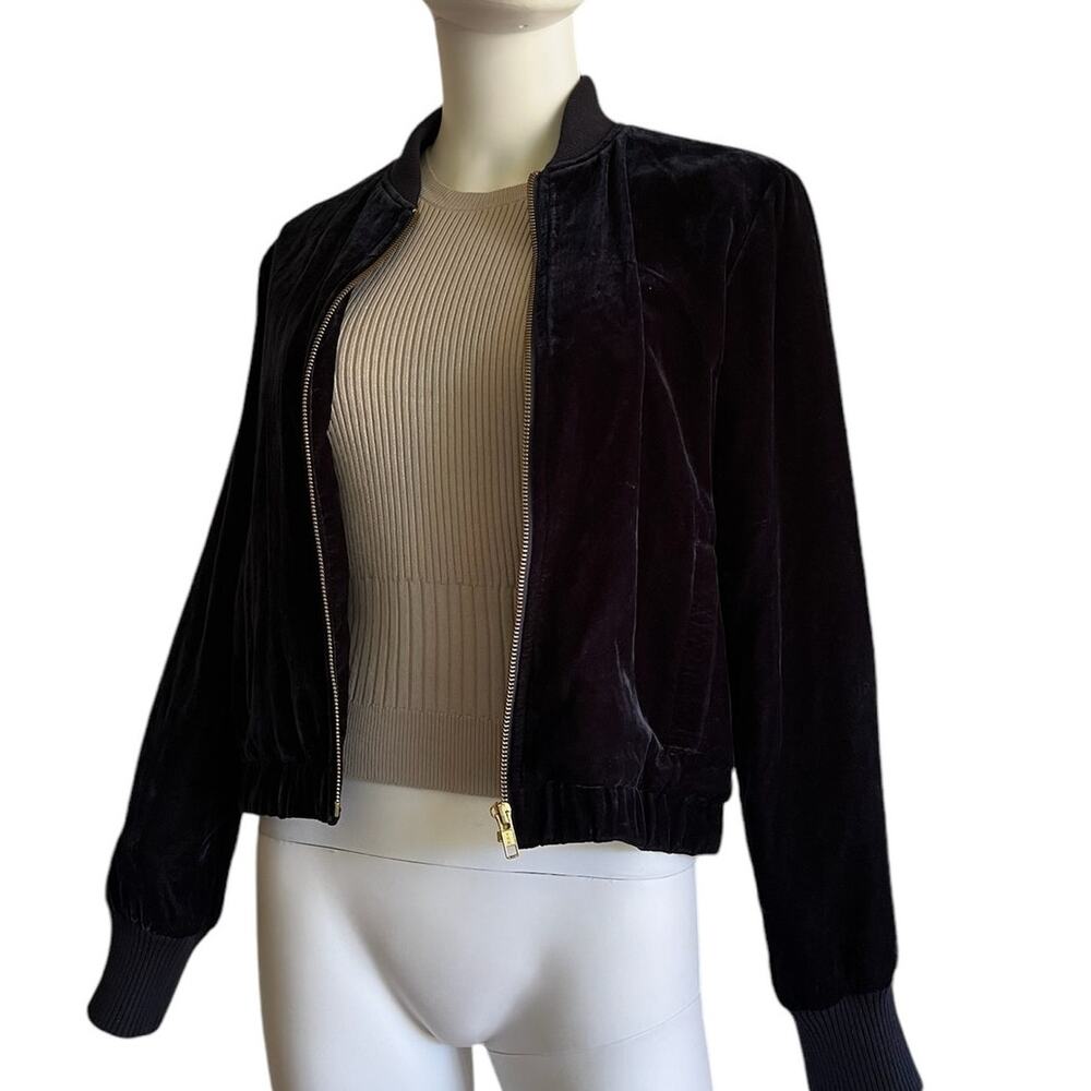 J Crew Mercantile Navy Velour Velvet Zip Up Bomber Jacket Small